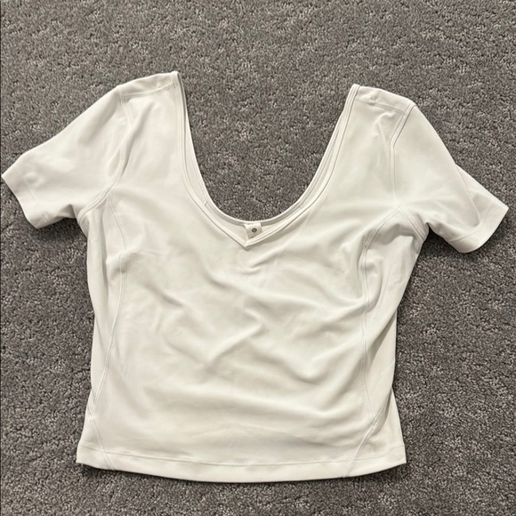 White Women's lululemon v neck short sleeve top - Picture 1 of 3
